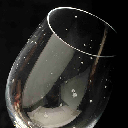 Hard water scale on a wine glass